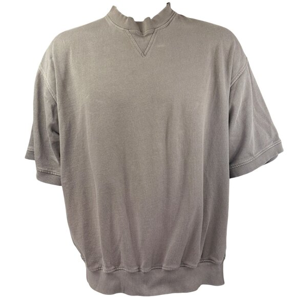 Cabelas Mens Short Sleeve Sweatshirt XL Gray 100% Cotton Crew Neck Vintage - Picture 1 of 7